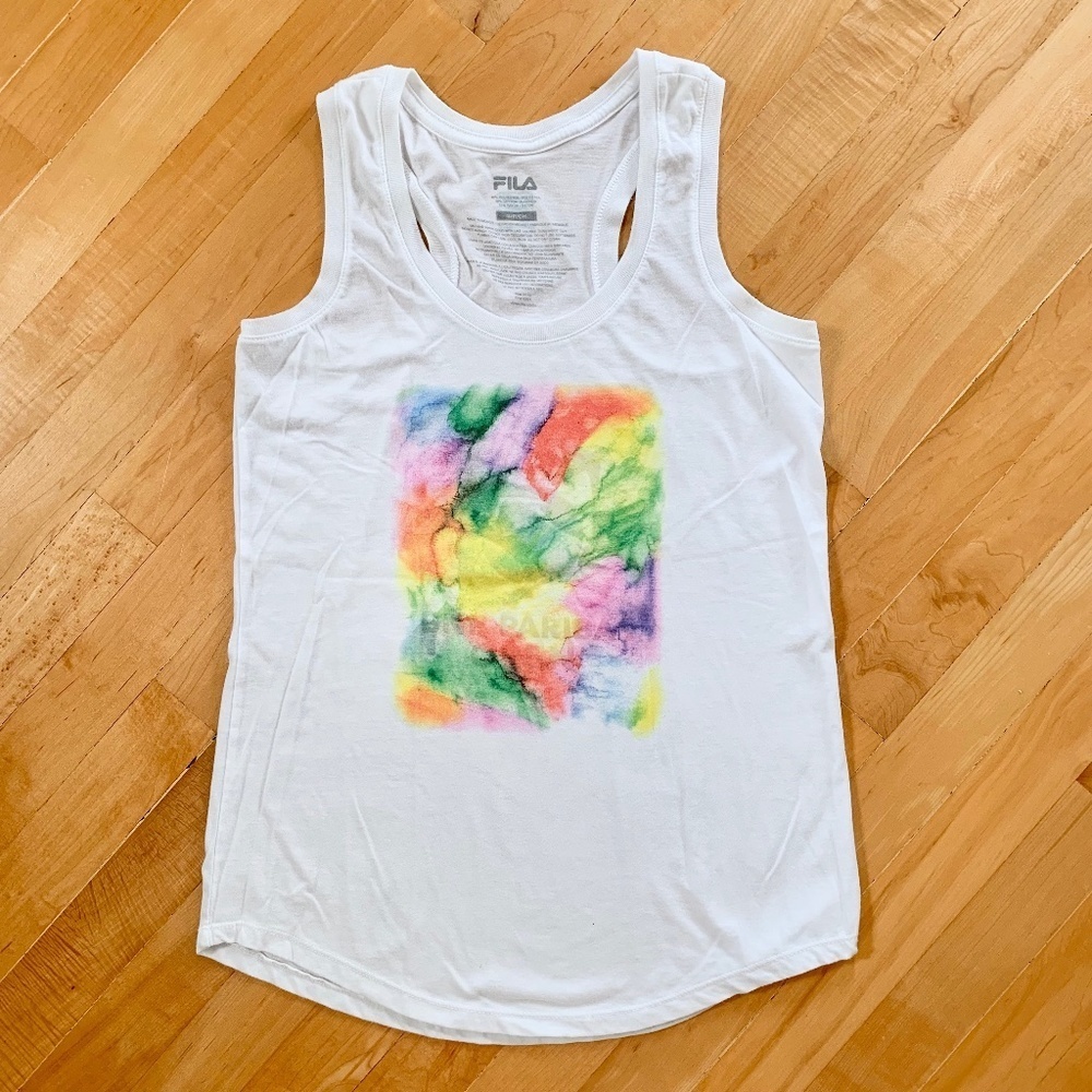 Fila White Watercolor Tank Size Small